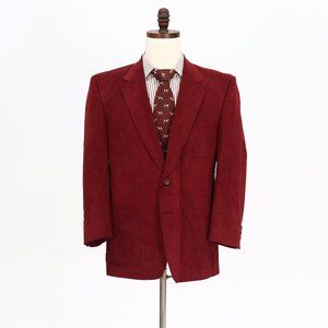 Vintage 1990s 38S Red Solid 2-Button Sport Coat Blazer Jacket P314